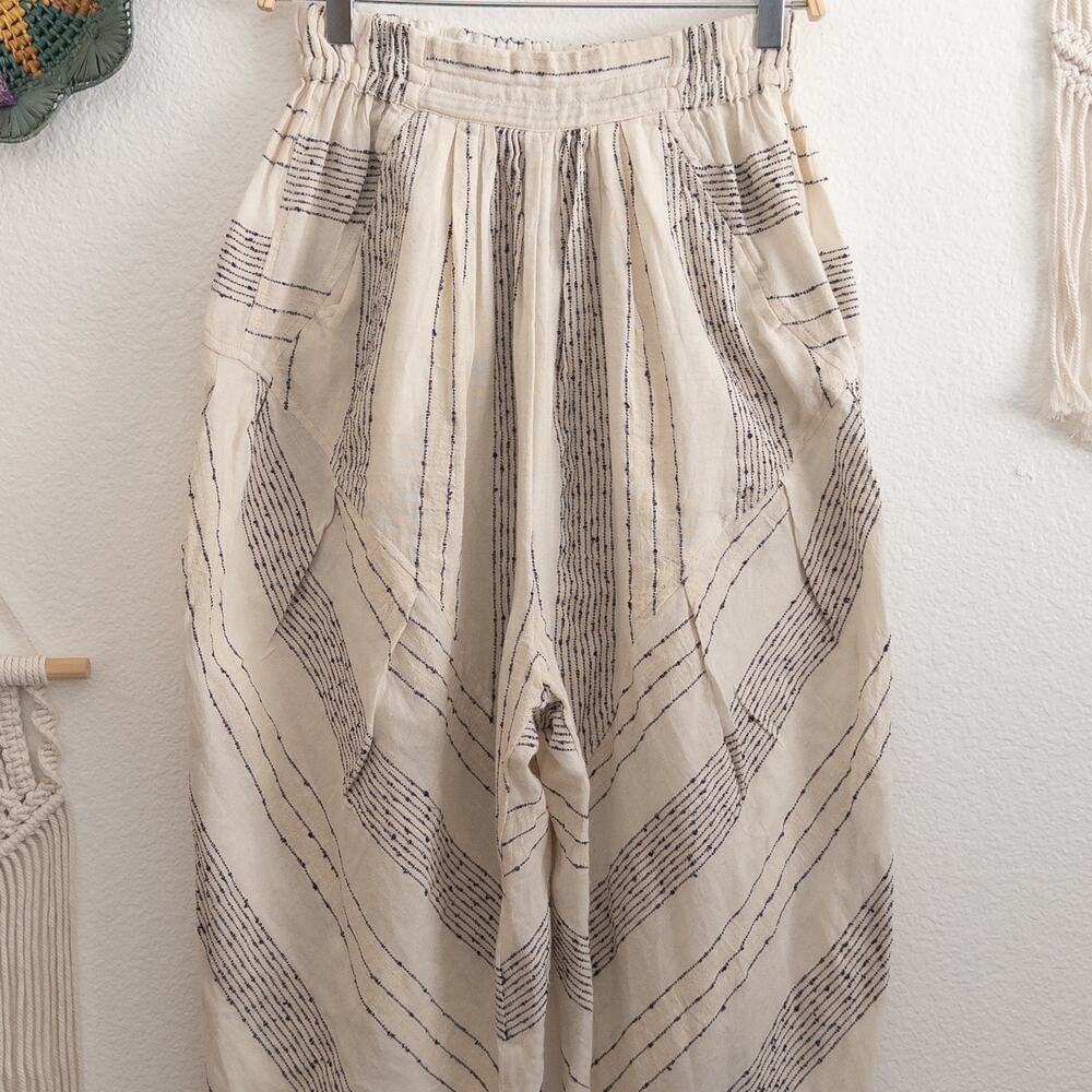 Free People Once Upon Yarn Dye Harem Pants Ivory Cream Black Size XS - Picture 4 of 7